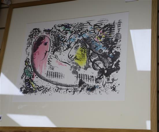 Marc Chagall (1887-1985) - lithograph, Reverie, 1969, Goldmark Gallery label verso 34 x 45cm